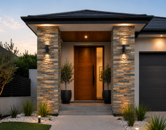 Exterior Facade - Application of Stacked Stone